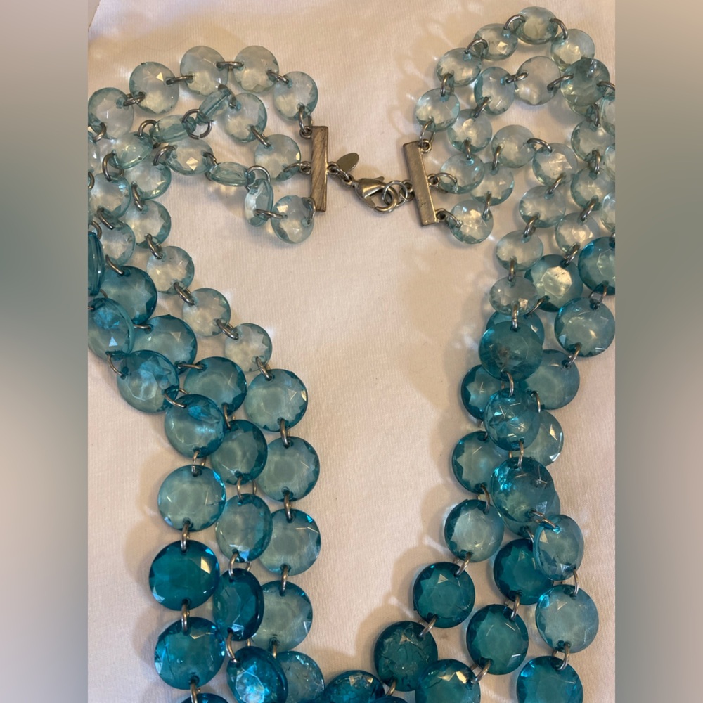 Chico’s Multi Strands Gradient Teal Colored Beads… - image 6